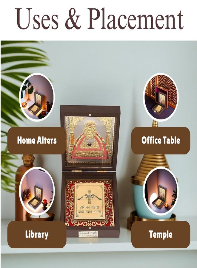 Piepot Khatu Shyam Murti | Khatu Shyam ji Photo Frame | Decorative Showpiece | Home Decor | Charan Paduka | 24 K Gold Coated | Weeding Gifts & House Warming - Image 3